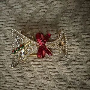 Stanley Gold and Red Bow hair clip